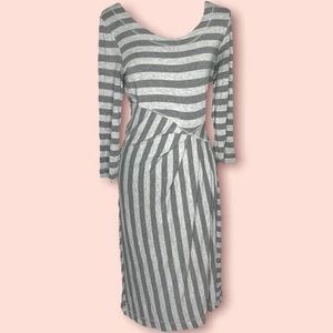 Athleta Striped Long Sleeve Midi Dress Medium